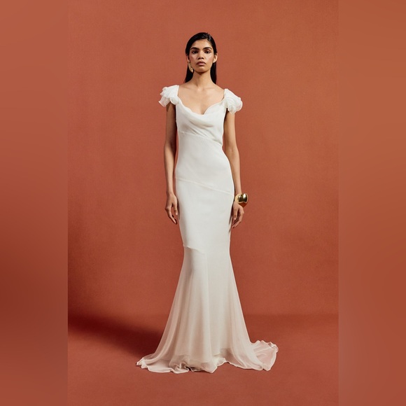 De La Vali Dresses & Skirts - De La Vali Gaia maxi dress in Ivory Silk Chiffon